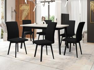 Jídelní jídelní stůl se 6 židlemi AL24, Barva dřeva: bílá-L, Potah: Kronos 7, Barvy nožiček: černá Mirjan24 5903211244902