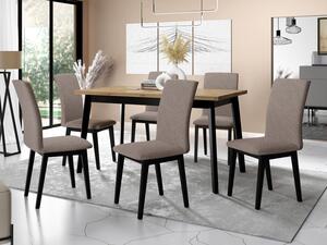 Jídelní stůl se 6 židlemi AL23, Barva dřeva: dub artisan - L, Potah: Hygge D20, Barvy nožiček: černá Mirjan24 5903211269998
