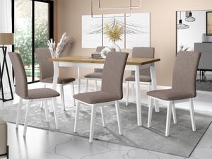 Jídelní stůl se 6 židlemi AL23, Barva dřeva: dub artisan - L, Potah: Kronos 7, Barvy nožiček: Bíla Mirjan24 5903211243806