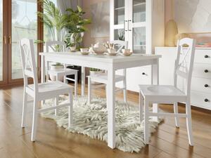 Jídelní stůl se 4 židlemi AL22, Barva dřeva: bílá-L, Barvy nožiček: Bíla Mirjan24 5903211272028