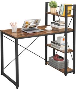 Kancelářský stůl s policemi 120 cm, průmyslový styl, černohnědý