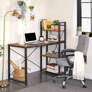 Kancelářský stůl s policemi 120 cm, průmyslový styl, černohnědý