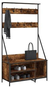 Stojan na oblečení a prostor pro obuv kouřový dub 100x41x184 cm
