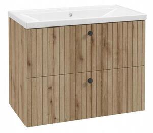 Koupelnová skříňka s umyvadlem 80 cm praktická dub evoke moderní