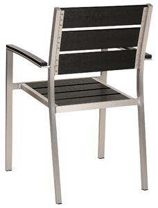 Sada 6 jídelních židlí černé/stříbrné VERNIO