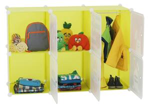 Dětská modulární skříňka, zelená/dětský vzor, TEKIN, 75 x 37 x 111 cm,, zelená, kov