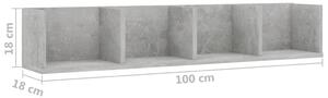 Nástěnná police Grazer na CD - dřevotříska - 100x18x18 cm | betonově šedá