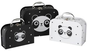 Sada 3papírových kufříků Panda - 25*20*10cm
