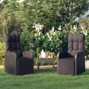 Polohovací zahradní židle s poduškami 2 ks černé polyratan