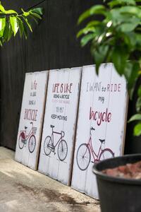 3 dřevěné nástěnné cedule Bicycle - 40*2*60 cm