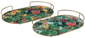 Set 2 podnosů s držadly Tropical - 46*29*5,5 cm - J-Line by Jolipa
