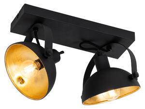 Průmyslové stropní svítidlo černé se zlatými 2-světelnými nastavitelnými - Magnax