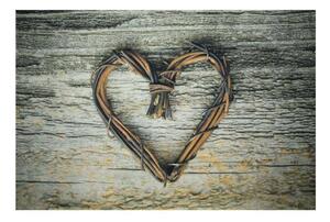 Šedá podlahová rohožka srdce z větviček Heart Twig - 75*50*1cm