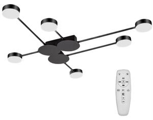 Toolight - LED stropní svítidlo 6-ramenné APP210-3CPR + dálkové ovládání, černá, OSW-08463