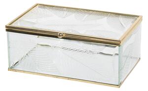 Skleněná šperkovnice se zlatým kovovým lemováním Godelieve - 17*10*7 cm