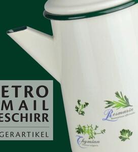 Krémová smaltovaná konvička s bylinkami Herbs - Ø12*23cm - 1,6L