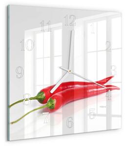 Skleněné hodiny Chilli papričky zskb-30x30-00081450