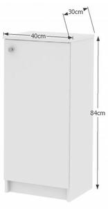 Spodní skříňka, bílá, pravá, GALENA SI12, 40 x 30 x 84 cm,, bílá, dřevotříska
