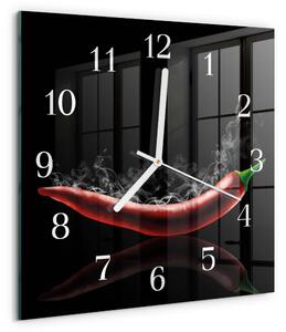 Skleněné hodiny Chilli papričky zskb-30x30-00059096