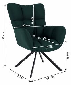 Designové otočné křeslo, zelená/černá, látka, KOMODO