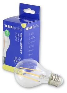 TESLA lighting Tesla - LED žárovka FILAMENT RETRO BULB, E27, 9W, 230V, 1055lm, 2700K teplá bílá, 360st,čirá