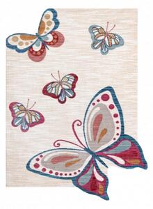 Dětský kusový koberec Motýli krémový 133x192cm