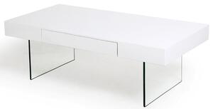 Konferenční stolek Daisy, bílý lesk/sklo