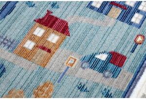 Dětský kusový koberec Uličky ve městě modrý 133x192cm