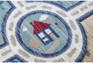 Dětský kusový koberec Uličky ve městě modrý 133x192cm