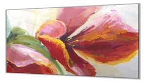 Ochranná deska detail malovaného květu - 52x60cm / Bez lepení na zeď