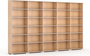 Knihovna SILVER LINE, bříza, 5 sloupců, 2230 x 4000 x 400 mm