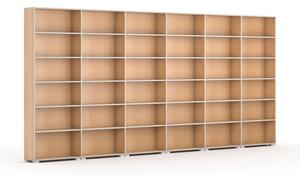 Knihovna SILVER LINE, třešeň, 6 sloupců, 2230 x 4800 x 400 mm