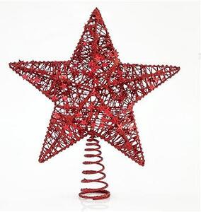 Eurolamp Hvězda na špičku vánočního stromku, červená 30 cm