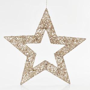 Eurolamp Hvězda, zlatá s glitry, 60 cm