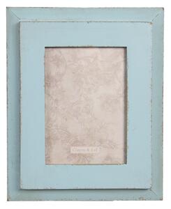 Modrý dřevěný vintage fotorámeček - 22*3*28 cm / 13*18 cm