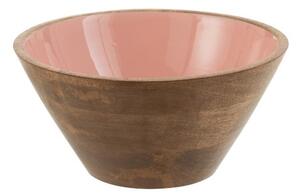 Dřevěná miska s růžovým vnitřkem Enamell medium - ∅ 24*11,5cm