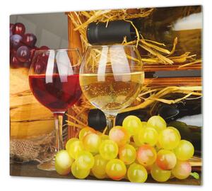 Ochranná deska sklenice vína a hrozny - 52x60cm / S lepením na zeď