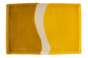 Porcelánový obdélníkový talíř Wave v odstínech žluté - 26*17,5*2 cm