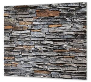 Ochranná deska šedo hnědá zeď kámen - 52x60cm / S lepením na zeď