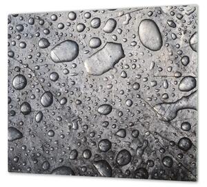Ochranná deska kapky vody na poškrábaném kovu - 52x60cm / S lepením na zeď