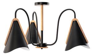 Toolight - Skandidávská závěsná lampa 3-ramenná 3xE27 60W APP442-CP, černá, OSW-08980