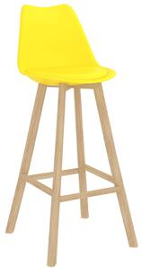 Barové stoličky 2 ks žluté PP a masivní bukové dřevo