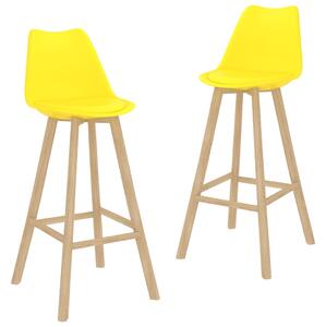 Barové stoličky Swell - 2 ks - PP a masivní bukové dřevo | žluté