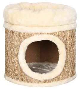 Kočičí domeček s luxusním poduškou 33 cm mořská tráva