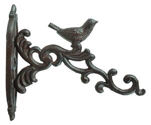 Litinový držák na květináč Bird, 5x21,5 cm, hnědá