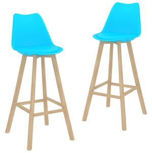 Barové stoličky Swell - 2 ks - PP a masivní bukové dřevo | modré