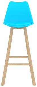 Barové stoličky 4 ks modré PP a masivní bukové dřevo