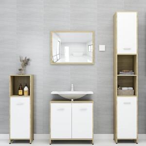 4dílný set koupelnového nábytku bílý a dub sonoma dřevotříska