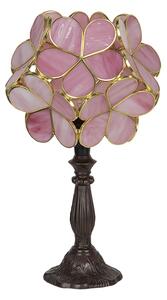 Růžová stolní lampa Tiffany Bloom - 21*21*38 cm