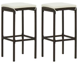 Barové stoličky Spade s poduškami 2 ks - polyratan | hnědé